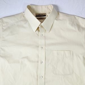 Roundtree & Yorke Gold Label 17½ 34 Men’s Fitted Dress Shirt Yellow 100% Cotton‎